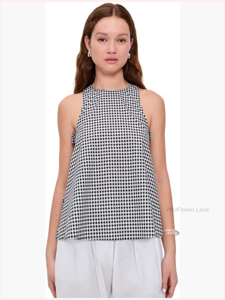 Sleeveless Scrub Top With Bow Details And Button Keyhole Back